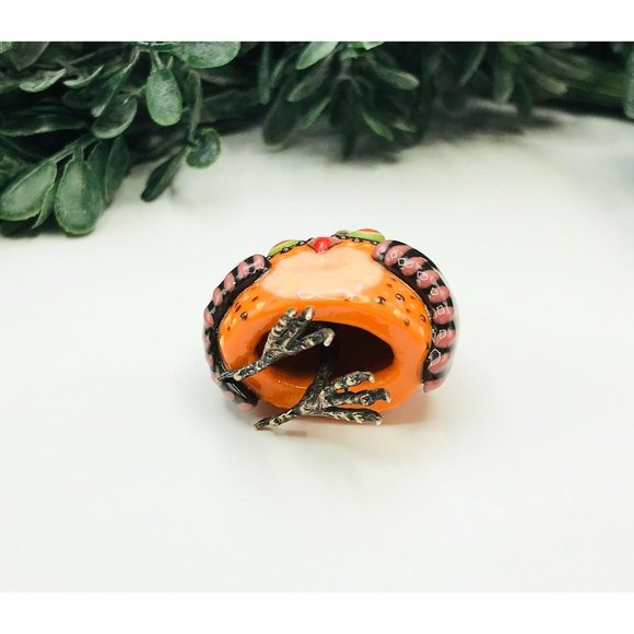 Pendant glass owl movable feet orange brown with dots - Picture 4 of 6